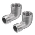 thumbnail image 1 of Unique Bargains 1/2 NPT Male to Female Thread Elbow Pipe Fitting 304 Stainless Steel 2 Count, 1 of 5
