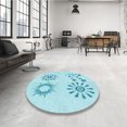 thumbnail image 4 of Ahgly Company Tapis Rond Lavable en Machine Intérieur Transitionnel Bleu Diamant Bleu, 3 Pieds Rond, 4 of 7