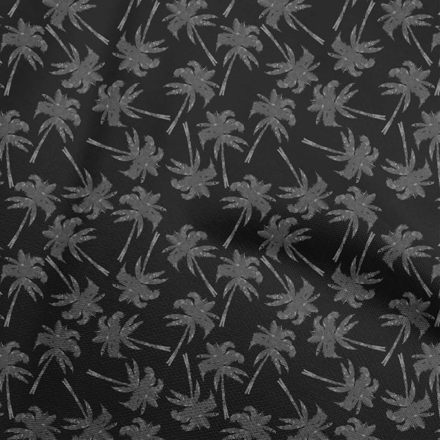 oneOone Cotton Poplin Gray Fabric Tropical Palm Tree Sewing Material Print Fabric By The Yard 56 Inch Wide