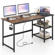 Costway 59"  Home Office Computer Desk Study Laptop Table Detachable Shelf Rustic