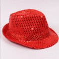 thumbnail image 3 of Eandarui Women Men Sequin Fedora Hat Disco Hat Jazz Dance Hat Hip-Hop Rapper Stage Performance Red One Size, 3 of 5