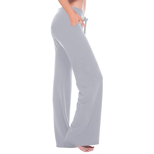Meichang Womens Yoga Pants with Pockets High Waisted Drawstring Wide Leg Yoga Pants Casual Solid Workout Leggings Bootleg Sport Cropped Pants Running Yoga Gym Lounge Pants