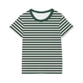 thumbnail image 4 of Penkiiy T-Shirts à Manches Courtes à Blocs de Couleur Rayés pour Filles, Col Rond Décontracté, Été, Mignons, Hauts Tee 4-13 Ans Vert, 4 of 4