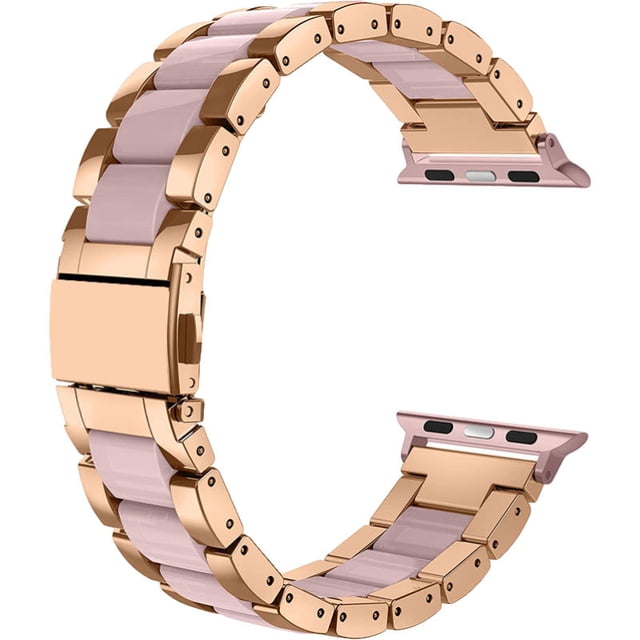 Compatible avec Apple Watch Band 42mm 44mm 45mm Bracelets de Mode pour Femmes pour iWatch SE Acier Inoxydable et Résine Remplacement Met