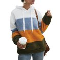 thumbnail image 2 of CEHVOM Blouse à Capuche en Peluche Contrastée pour Femmes Manches Longues en Coton, 2 of 4