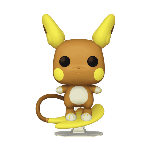 Fonku POP Games : Pokemon - Raichu (Alolan) Figurine en Vinyle avec un Corps Brun Orienté vers l'Avant, de Grandes Oreilles Jaunes, des Joues Jaunes, un Ventre Blanc et une Queue en Forme de Éclair Jaune sur une base Ronde Transparente, Plus de Trois Pouces de Hauteur et Recommandée pour 3 Ans et Plus, Convient aux Collectionneurs et à l'Exposition.