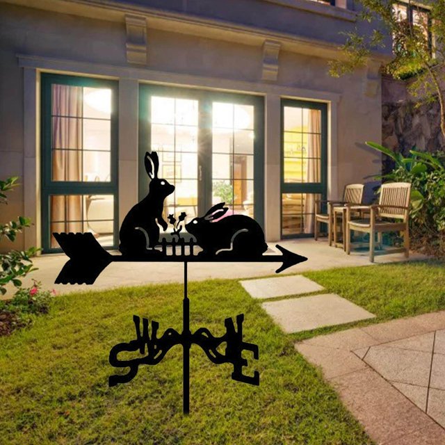ziyahi Metal Weather Vane for Farm Home for Outdoor farm iron home rabbit Garden Rabbit Shaped Retro