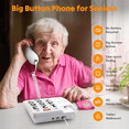 thumbnail image 2 of Big Button Phone for Elderly Seniors, Home Land Line Phone One Key for Help Telephone for the Visually Hearing Impaired, 2 of 7