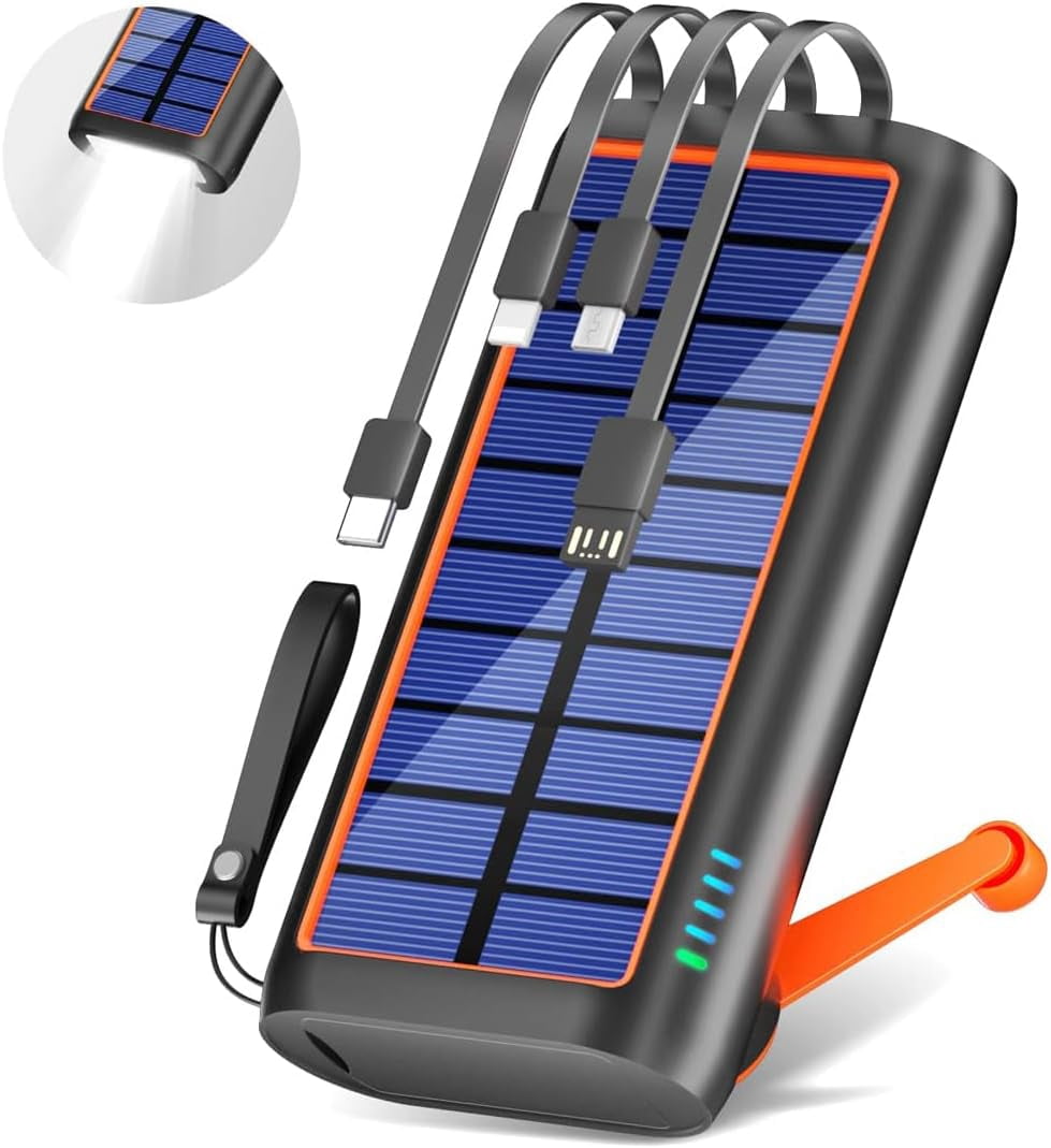 ReeZar Solar Power Bank 61200mAh with Hand Crank, Fast Charging and LED Flashlight