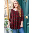 thumbnail image 5 of LARACE T-Shirts à Manches 3/4 pour Femmes Col Rond Crochet Amples Décontractés Chemises Blouses Hauts Bordeaux 1X, 5 of 5