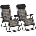 thumbnail image 3 of Costway 2PCS Patio Rattan Zero Gravity Lounge Chair Folding Recliner Headrest Mix Grey, 3 of 10