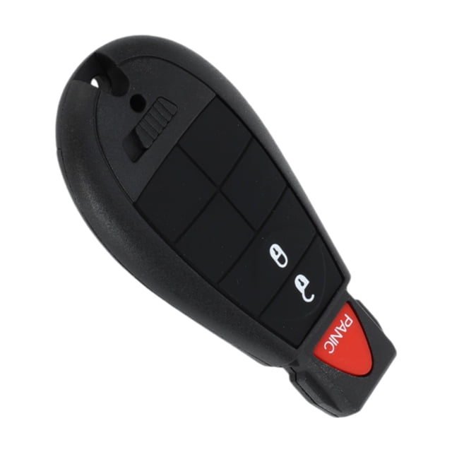 Unique Bargains 3 Buttons Keyless Entry Remote Fob Key Shell Case for Dodge Grand Caravan 08-18, made of durable black plastic with lock, unlock, and panic buttons. Compatible with Chrysler, Dodge, Jeep, and Ram vehicles from 2008-2018. Ideal for replacing damaged key fob shells. No electronic components included.