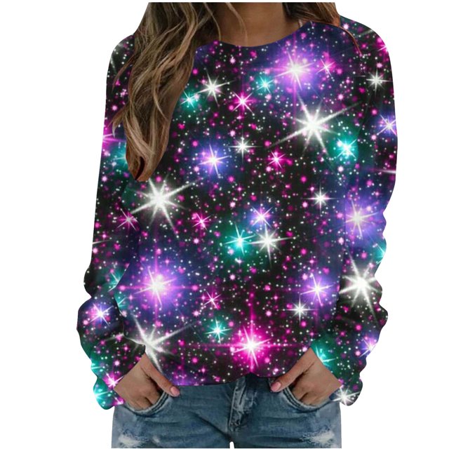 Pisexur Chandail en Molleton de Noël pour Femmes Sans Capuche Imprimé Graphique Vacances Col Rond Chandail en Molleton Ample Surdimensionné Automne Mode Décontracté Chandail à Manches Longues pour Femmes