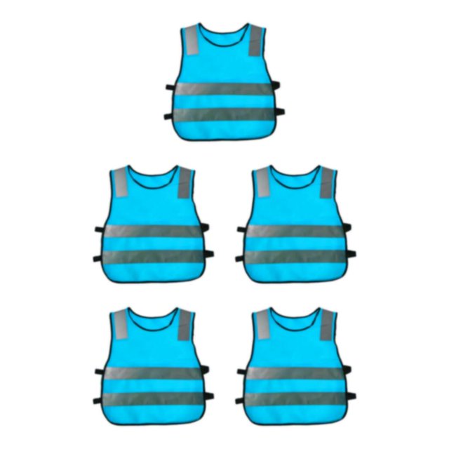 maskred Hi Vis Child Safety Reflective Vest Traffic Waistcoat Work Cycling Clothes blue 42x47x5cm 5Set