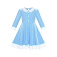 thumbnail image 1 of Robe Fille Col Blanc Velours Manches Longues Robe Évasée Bleue 4 Ans, 1 of 6