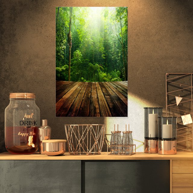 Green Forest with Ray of Light - Landscape Photo Canvas Art Print