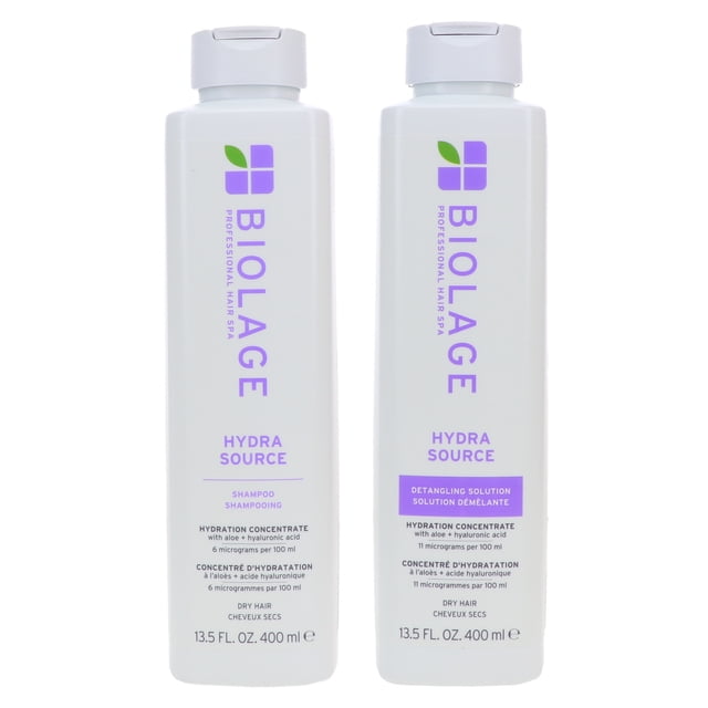 Biolage Hydra Source Shampoo 13.5 oz & Hydra Source Detangling Solution 13.5 oz Combo Pack