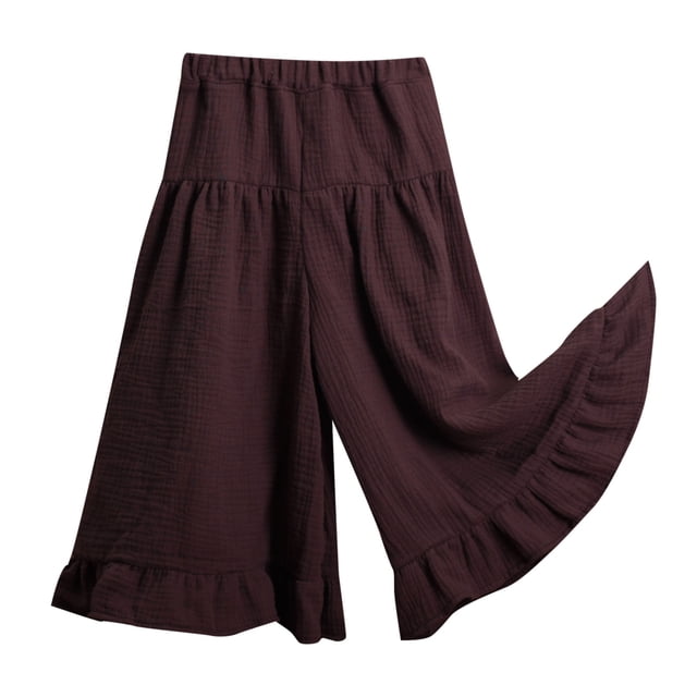 Liyamei Girls' Solid Color Lace Wide Leg Pants,12-18 Months