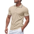 thumbnail image 2 of Weiqiqre Men Shirts Short Sleeve Button Down Shirts Classic Stripe Golf Polo Collared Work Shirts, 2 of 9