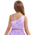 thumbnail image 4 of iixpin Girls Off Shoulder Tops Kids Sparkle Glitter Spaghetti Straps Pageant Crop Tank Top Purple 16, 4 of 6