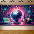 thumbnail image 5 of Disco Party Backdrop Vinyl Record Music Banner for Retro Dance Party Decoration Studio Background Photography Props Themed Event Decor, 5 of 5