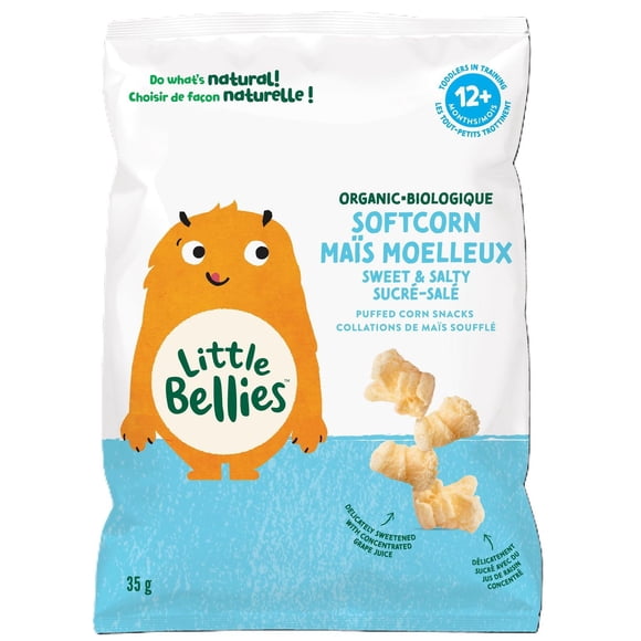 Little Bellies Organic Soft Corn Sweet & Salty Puffed Corn Snacks 12+ Month, 35gr