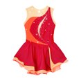 thumbnail image 3 of YONGHS Robe de Patinage Artistique Brillante pour Filles Enfants avec Strass Sans Manches en Mousseline Robe de Danse Ballet Rouge 8, 3 of 5