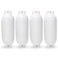 thumbnail image 1 of NEH Twin Eye Ribbed Boat Pontoon Fender 8.5" x 27" 4pcs Inflatable Vinyl Mooring Bumpers Guard Dock Docking - White, 1 of 3