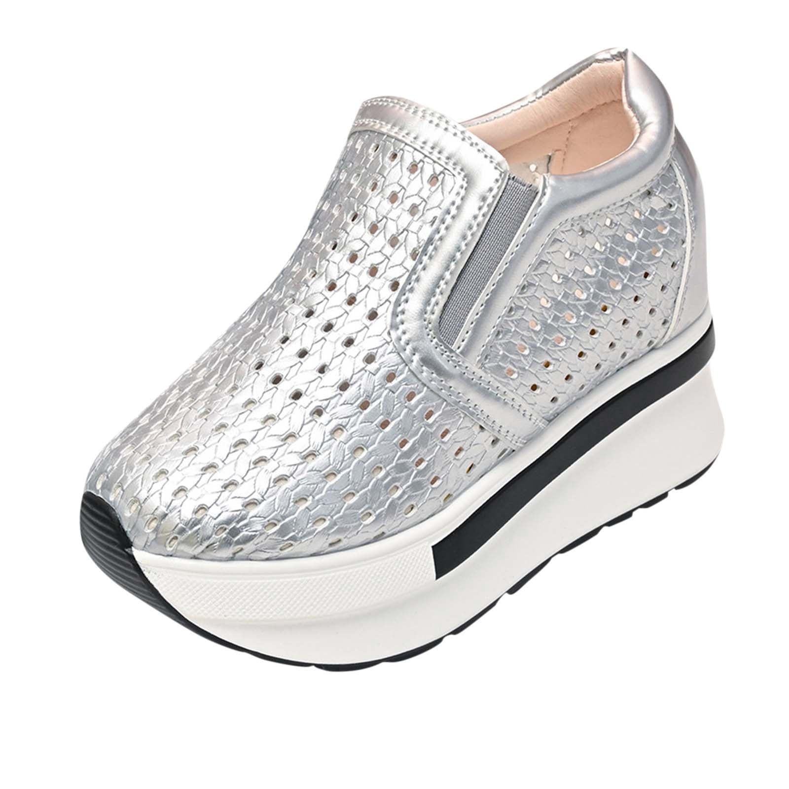 Wensltd Chaussures à Plateforme pour Femmes, Décontractées, Polyvalentes, à Semelle Épaisse, à Talon Compensé, Été et Automne, Confortables pour la Marche