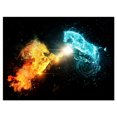 thumbnail image 1 of Design Art Fire And Water Abstract Horses Canvas Print, 1 of 3