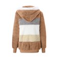 thumbnail image 4 of EGNMCR Womens Winter Fuzzy Fleece Jacket Hooded Color Block Patchwork Cardigan Zipper Pullover Coats Outerwear with Pockets, 4 of 5