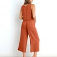 thumbnail image 2 of Birdeem Ensemble Mode Femme 2 Pcs Blouse Sans Manches Col Rond + Pantalons à Poches Amples, 2 of 8
