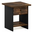 thumbnail image 2 of Furinno Dario End Table/ Night Stand Storage Shelf with Bin Drawer, Amber Pine/Black, 2 of 6