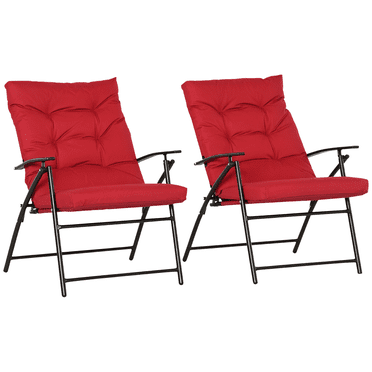 Outsunny Ensemble de 2 Chaises Pliantes d'Extérieur, Chaises de Camping Rembourrées, Rouge