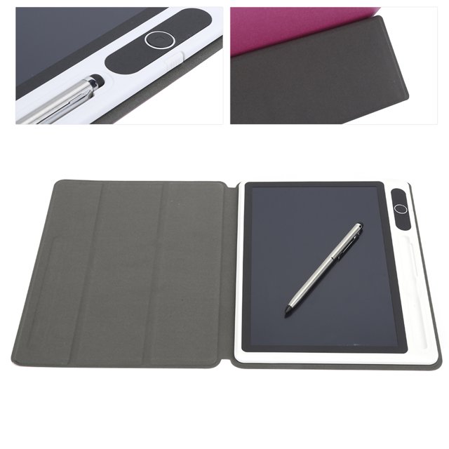 Flexible LCD Writing Tablet, Pressure Sensor Low Power Consumption Digital Notebook with Faux Leather Case and Pen