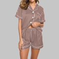 thumbnail image 2 of Yuyuzo Pajama Sets for Women 2 Piece Short Sleeve Button down Shirts Lounge Sets Color Block Soft Pj Sets, 2 of 5