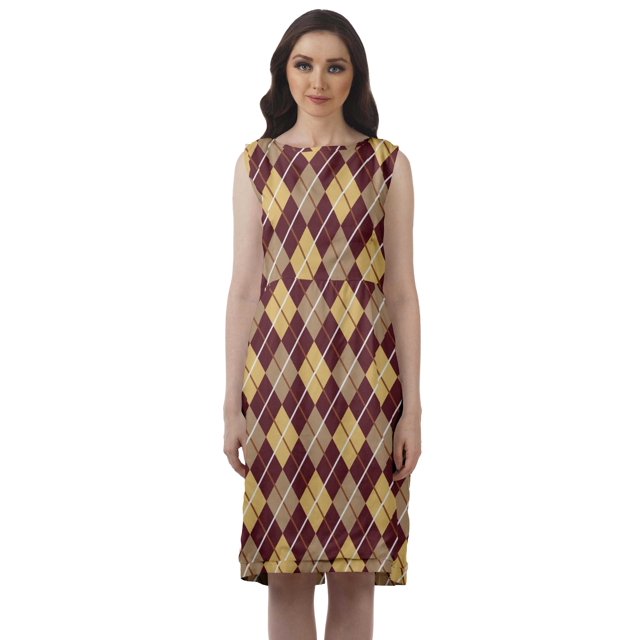 Moomaya Knee Length Summer Dresses Printed Back Slit Boat Neck Shift Dress