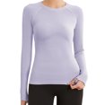 thumbnail image 1 of fheaev Chandails à Manches Longues pour Femmes Col Rond Chandail du Bas Ajusté Décontracté Extensible Ajusté sous-Blouses Entraînement Haut de Sport Pilates Vêtements de Mise en Forme Couche de Base Hauts, 1 of 8