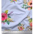 thumbnail image 1 of Soimoi Rayon Fabric Leaves & Anemone Flower Print Sewing Fabric Yard 42 Inch Wide, 1 of 3