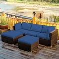 thumbnail image 1 of Costway 5PCS Patio Rattan Furniture Set Sectional Conversation Set Ottoman Table Navy, 1 of 10
