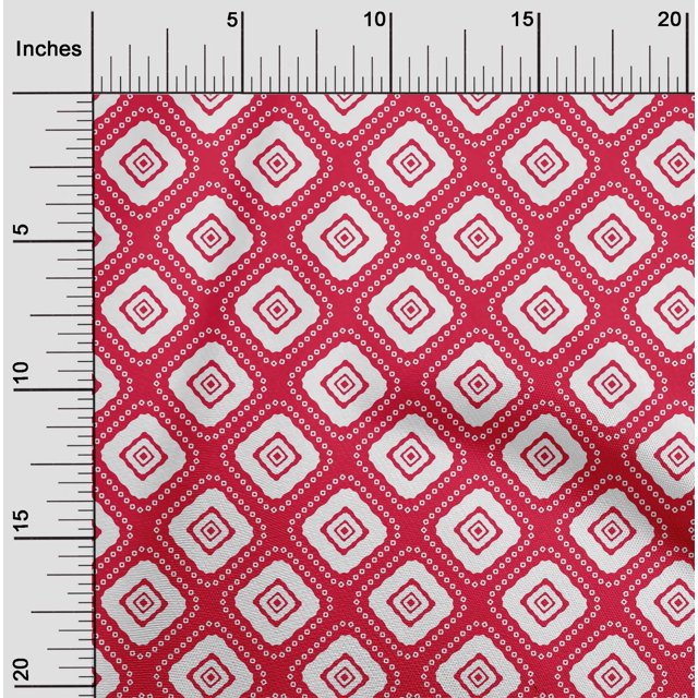 oneOone Polyester Lycra Red Fabric Geometric Bandhani Sewing Craft Projects Fabric Prints By Yard 56 Inch Wide
