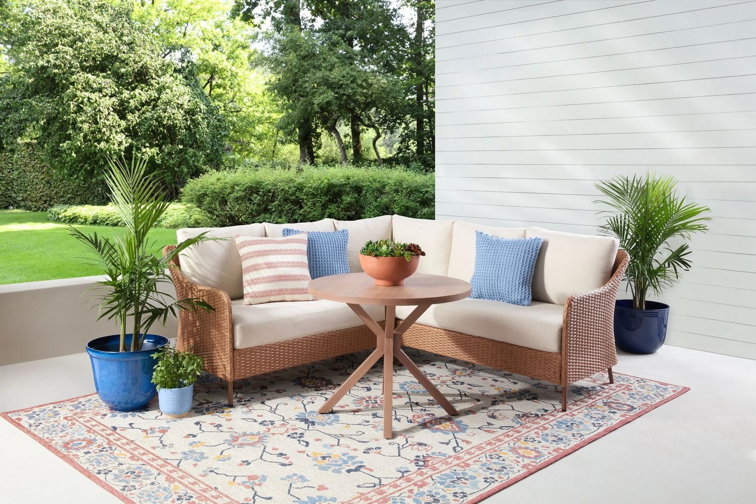 Ensemble modulaire extérieur en acier 4 pièces Chelsea Mainstays avec coussins, beige