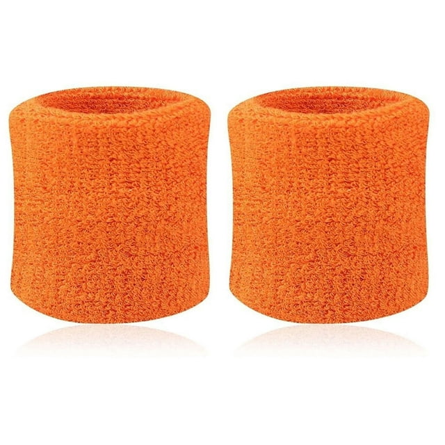 CUITING 2Pcs Sports Wristband Solid Color Absorbent Cotton Breathable Quick Dry Sweatband for Tennis