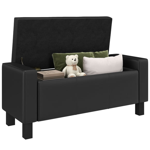 42” Deluxe Faux Leather Padded Storage Ottoman Bench Foot Stool Seat Chair