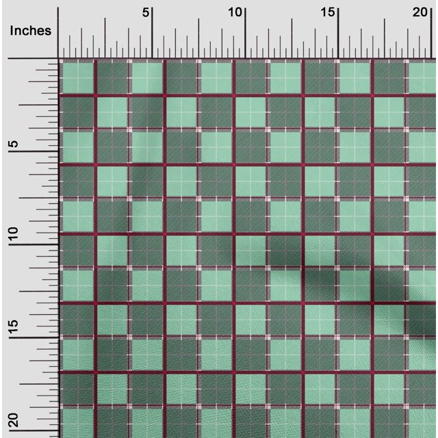 oneOone Silk Tabby Fabric Tartan Check Printed Fabric 1 Yard 42 Inch Wide