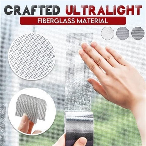 pstuiky Screen Repair Tape Self-Adhesive Fiber Mesh Window Screen Patch for Mosquito Door 1" X 80" Roll 5Cm X 200Cm 2 Rolls Repair Covers for Screens, Curtains, Nets