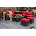 thumbnail image 1 of Costway Ensemble de Mobilier de Terrasse en Rotin 8 Pcs Rangement Peu Encombrant Coussin Housse Rouge, 1 of 10