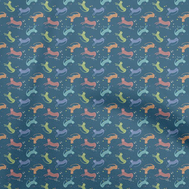 oneOone Georgette Viscose Bleu Sarcelle Tissu Enfants Léopard Matière de Robe Tissu Imprimé Tissu au Mètre 42 Pouces de Large