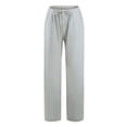 thumbnail image 4 of RKSTN Womens Pants Fall Casual Cotton Linen Drawstring Long Pants Elastic Waist Lightweight Wide Leg Pants with Pockets, 4 of 9