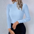 thumbnail image 2 of QATAINLAV Light Blue Turtleneck Sweaters for Women Slim Fitted Long Sleeve Pullover Ribbed Knit Basic Thermal Sweater Tops, 2 of 9